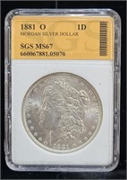 1881 O Morgan Silver Dollar Coin SGS MS67