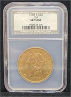 1903 S $20 Gold Liberty Double Eagle Coin