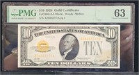 1928 $10 Bill Gold Certificate PMG 63