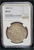 1880 S Morgan Silver Dollar Coin NGC MS 64