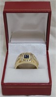 14K Diamonds/Sapphires Men's Ring
