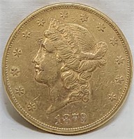 1879 S $20 Gold Liberty Double Eagle Coin