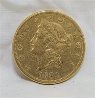 1882 S $20 Gold Liberty Double Eagle Coin