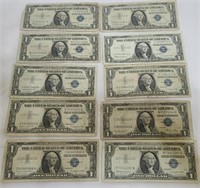 10x 1957 A&B $1 Bills Silver Certificates