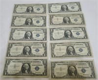 10x 1957, A&B $1 Bills Silver Certificates