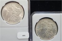 2x 1890 Morgan Silver Dollar Coins