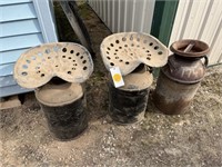 (3) Milk Cans (2 w/Seats)