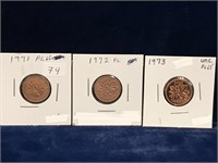 1971, 72, 73 Canadian Pennies PL Uncirculated