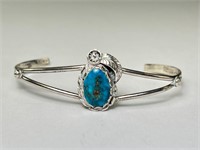 Sterling Native American Turquoise Cuff 8 Grams