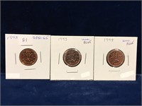 1992, 93, 94 Canadian Pennies  Spec 65 to PL Unc