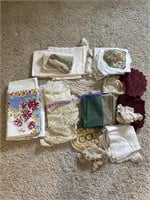 Lot of Lace Doilies, handkerchieves, table cloths