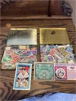 Two Lucky Strike Cigarette Tins, full of stamps,