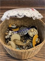 Small Basket of Costume Jewelry Earrings, and