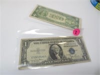 2 - $1 Silver Certificates, 1935-D & 1935-E