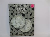 Mercury silver dimes booklet, 31 coins, partial