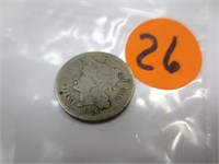 1866 3-cent nickel, good