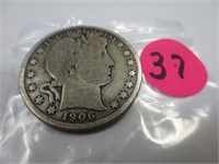 1906-D Barber silver half dollar, very good