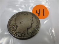 1908-O Barber silver half dollar, good