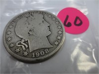 1908-O Barber silver half dollar, good