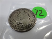 1903 Barber silver half dollar, very good