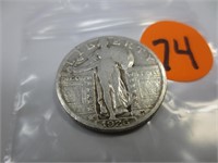 1926 Standing Liberty silver quarter, fine