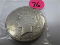 1922 Peace silver dollar, x-fine