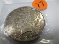 1922 Peace silver dollar, AU-50