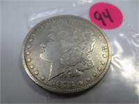 1878 3rd reverse Morgan silver dollar, very fine