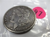 1900-O Morgan silver dollar, very fine