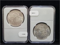 2x 1885 O Morgan Silver Dollar Coins