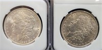 2x 1889 Morgan Silver Dollar Coins