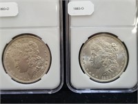 2x 1883 O Morgan Silver Dollar Coins