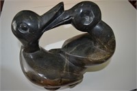 Large Artist Signed Soapstone Duck Sculpture