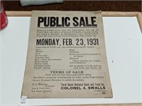 1931 Vigo Co Indiana Auction notice
