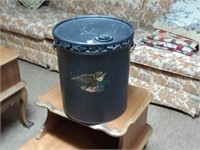 black metal bucket with Eagle