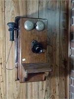 antique oak wall telephone