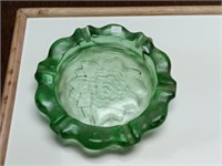 heavy MCM green glass ashtray