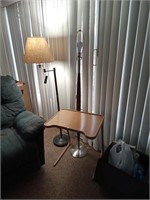 2 pole lamps & TV tray table