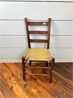 Antique Ladder Back Chair With Woven Cane Seat
