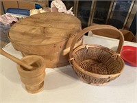 Wood cheese box basket and wood grinder
