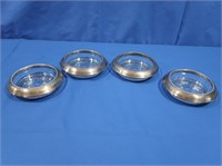 Set of 4 Sterling Coasters w/Glass-Frank M