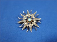 Antique 10K Pin w/Opal & Seed Pearls-2.5gr Gold