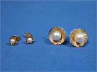 2 Pr. 14K Gold Earrings-2.8gr