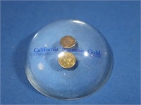California Gold Souvenir Lucite Paperweight