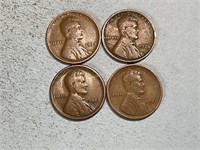 Four Lincoln wheat cents