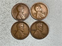 Three 1919, one 1919S Lincoln wheat cents