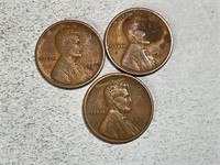 Three 1928D Lincoln wheat cents