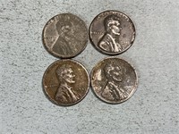 1943P, three 1943S zinc coat Lincoln wheat cents