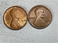 1910 and 1910S Lincoln wheat cents