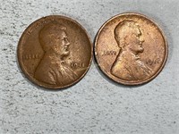 Two 1911 Lincoln wheat cents